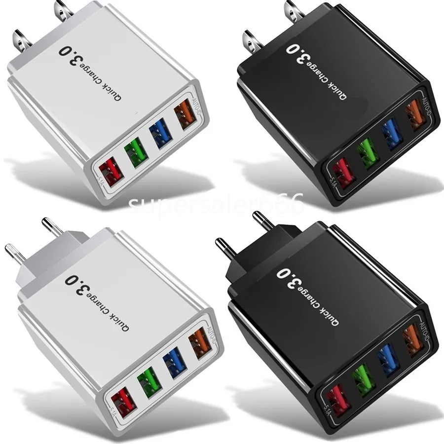 Chargeur mural à 4 ports USB, haute vitesse 3,1 a, EU US, adaptateur d'alimentation automatique, prise pour Iphone 14 15, Samsung, téléphone Android, PC, mp3 S1