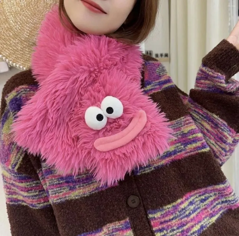 Lenços Tiktok Inverno Lenço Quente Bonito Dos Desenhos Animados Kawaii Faux Fur Crianças Adulto Cross Neckerchief Ao Ar Livre Xale À Prova de Frio