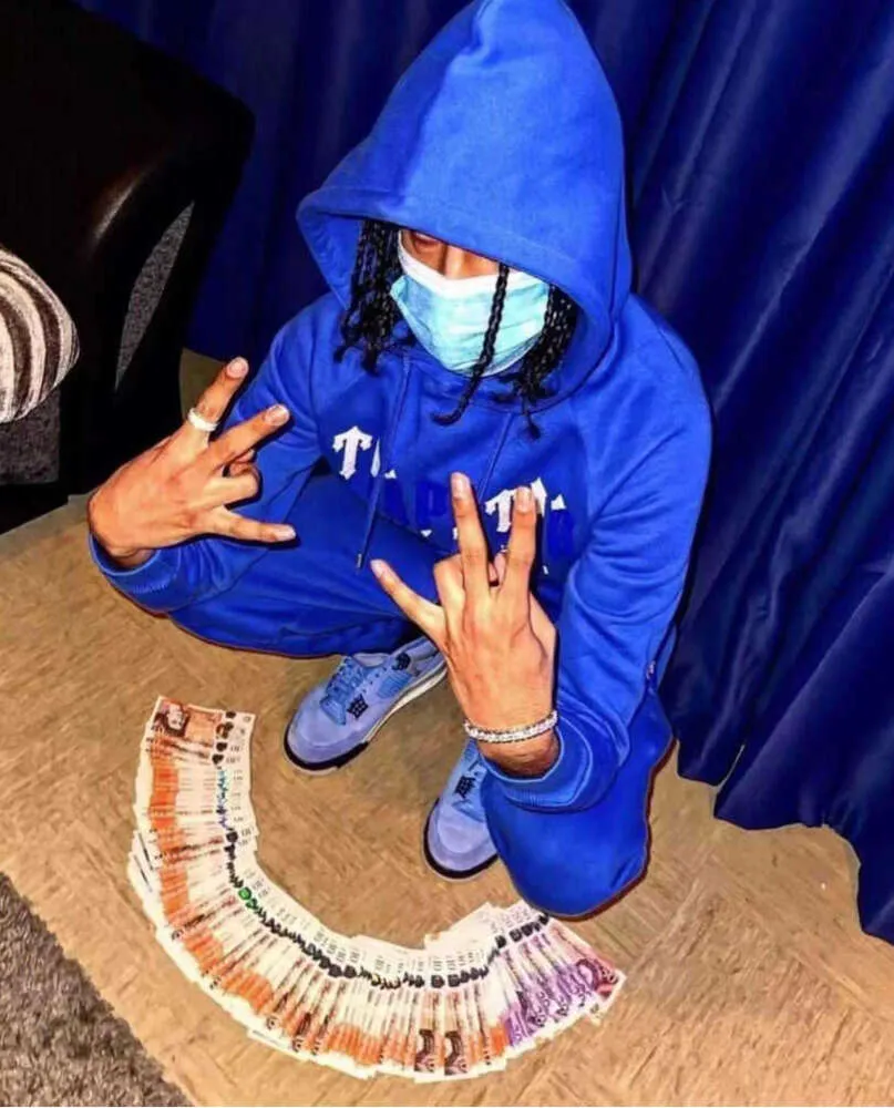 Men's Tracksuits Trapstar Man Set Chenille Decoded Hooded Tracksuit Bright Dazzling Blue White trapstar jacke schwarz Embroidered Woman New high end 4001ESS