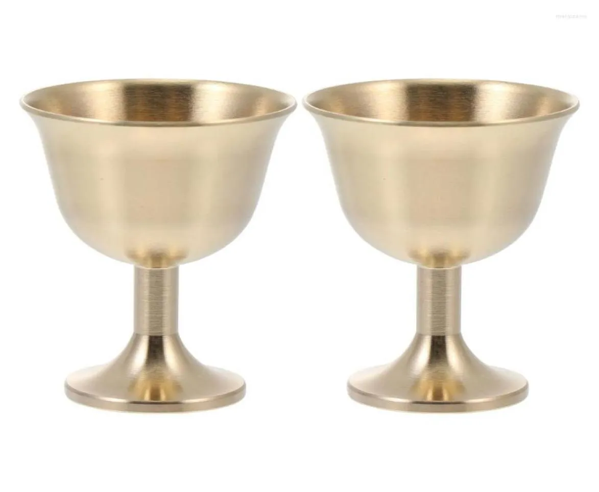 Set Of 2 Brass Chalice Cup Goblet Gold Wine Goblets Perfect For