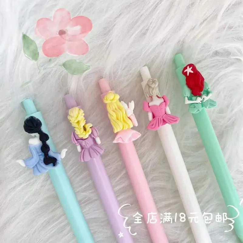 5st/Lot Girl -teman Press Gel Pen 0,5 mm svart bläck Creative Cartoon School Student Present Stationery Office Signatur