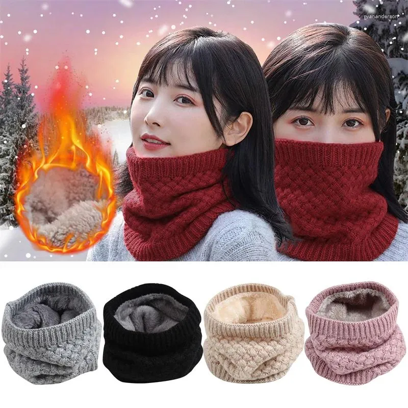 Scarves Winter Scarf For Women Warm Cotton Brushed Knit Neck Warmer Circle Ski Climbing Outdoor