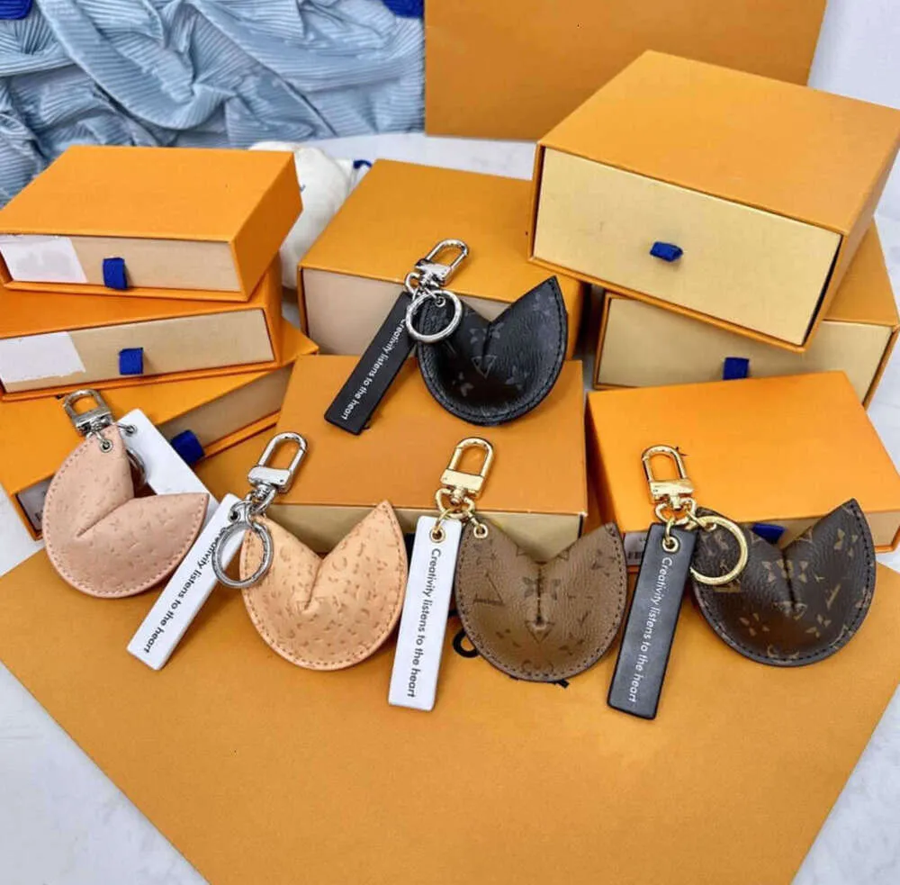 Keychains Lanyards With box Fortune Cookie Bag Hanging Car Flower Charm Jewelry Women Men Gifts Fashion PU Leather Key Chain Accessories Motion current YU9922