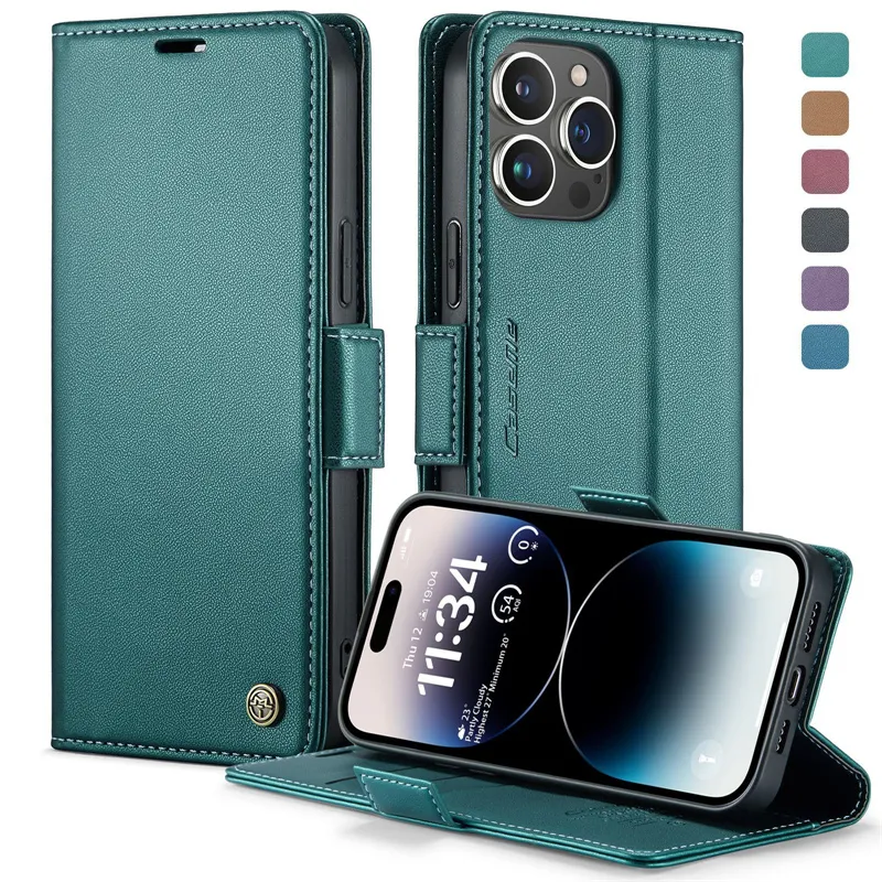 Soft PU Leather Flip Cases Magnetic Stand Flip Protective Cover for Iphone 15 14 Pro Max Plus 13 12 11 XR XS MAX X 8 7 Plus Iphone15 Case with ID & Credit Card Slots Holder Case