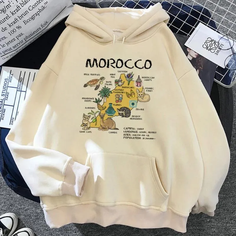Women s Hoodies Maroc Morocco Women Anime Korean Style Fleece Hood Sweater Streetwear Sweatshirts