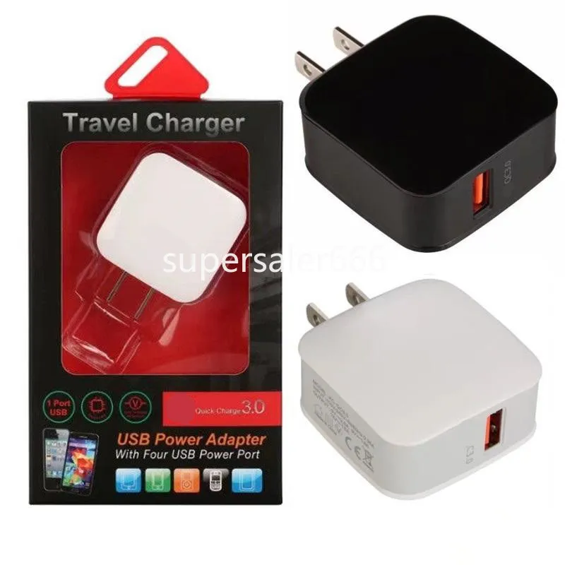 QC3.0 Fast Quick EU US AC Home Travel Wall Charger 18W Power Adapter for iPad 2 3 4 iPhone 15 13 14 Samsung S1