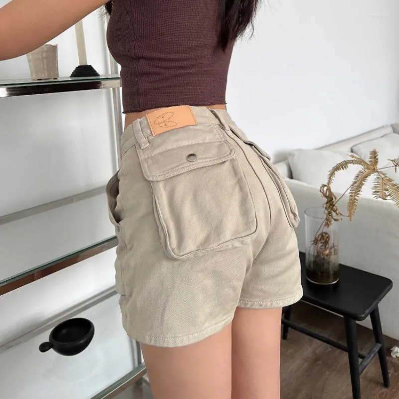 Kvinnors shorts houzhou vintage last jeans kvinnor streetwear demin y2k hippie sommar koreanska mode hög midjebyxor avslappnad estetik