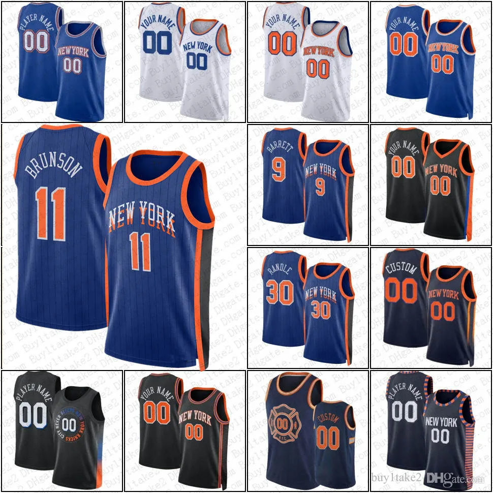 OBI TOPPIN RJ BARRETT JALEN BRUNSON Jersey de basquete personalizada Julius Randle New Yorks Josh Hart Knick Quentin Grimes 2023 2024 Cidade Miles McBride Mitchell Robinson