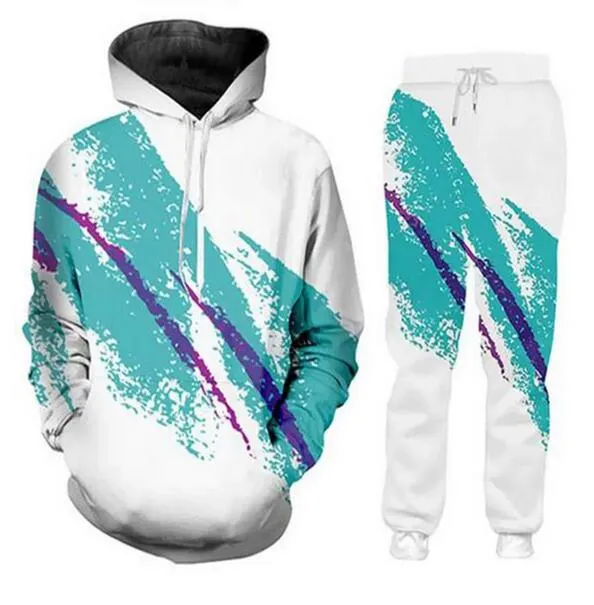 3D kleur kleurstof hoodies pakken winterpullovers pant tweedelig mannen tracksuits herfst sweatshirts broek paar set ra08