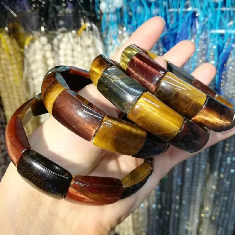 Strand Natural Tiger Eye Stone Beads Bracelet Bangle для мужчины -женщина оптом!