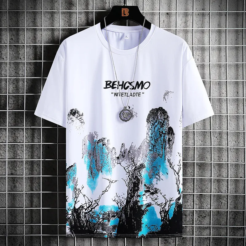 Herren T-Shirts Eis Seide Kurzarm T-Shirt Sommer Tops T-Shirts Harajuku Druck Lose Männer Bottoming Top Kleidung 230404