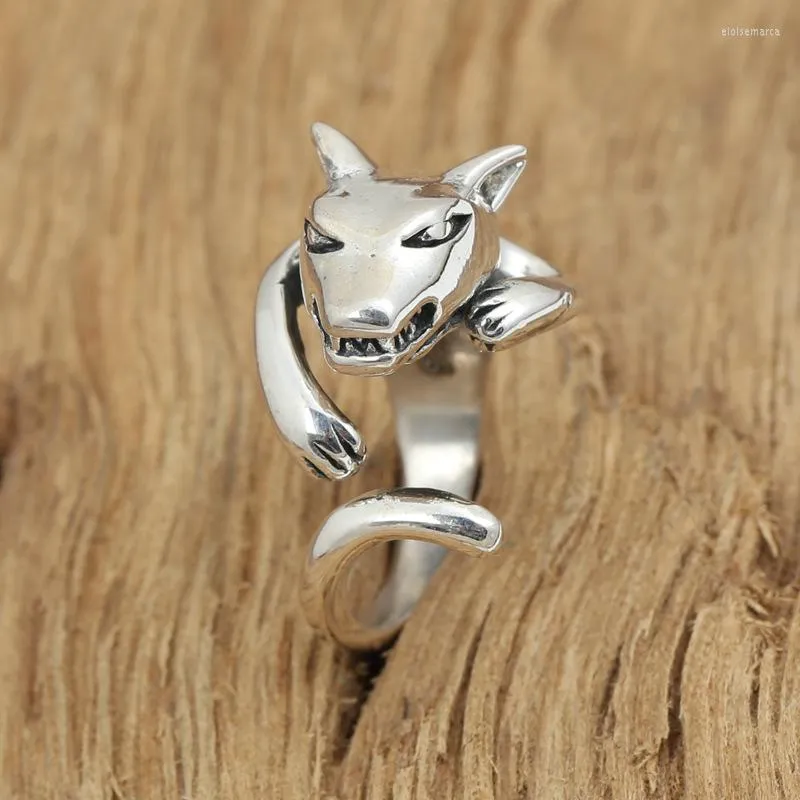 Cluster Rings S925 Sterling Silver Jewelry Retro Thai Personality Give Men Creative Gift Wild Wolf Tail Ring