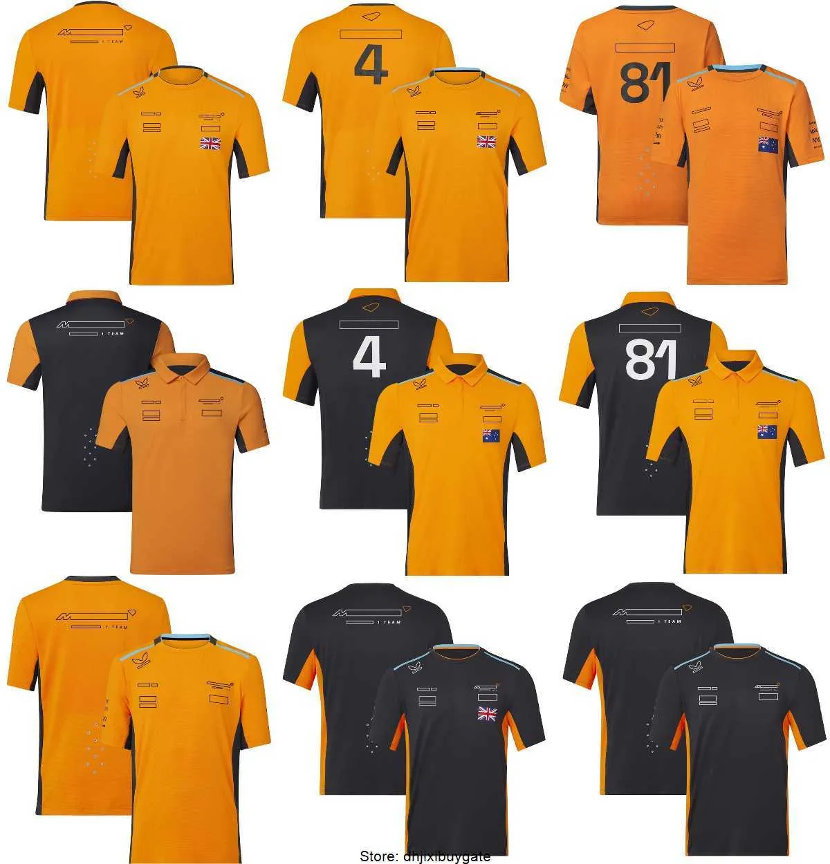 McLarens 2023 New F1 Formula 1 Team Drivers T Shirt Polo Shirts Yellow