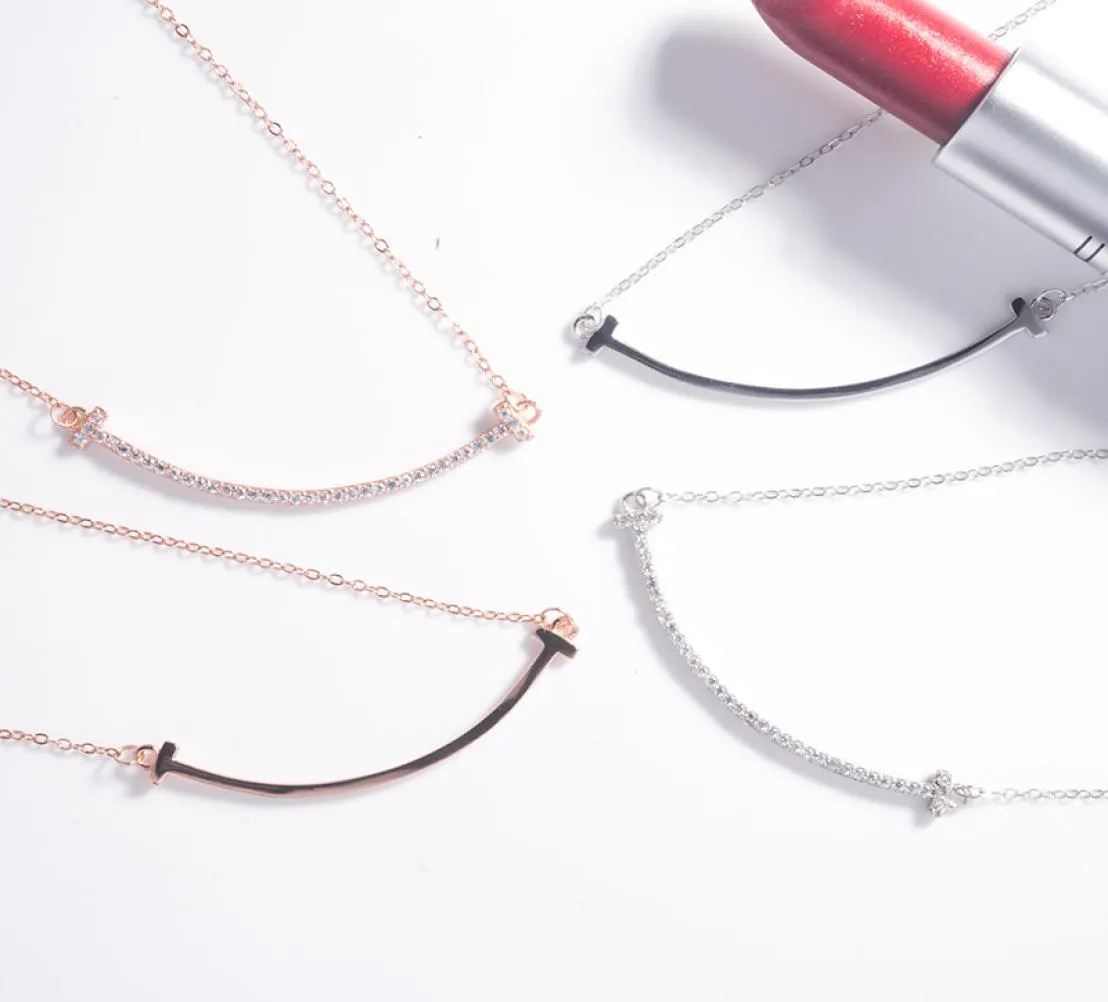 Nouveau 925 argent chaîne amant colliers femmes collier mode à la mode T forme pendentifs modèle cristal pendentif necklace2402577
