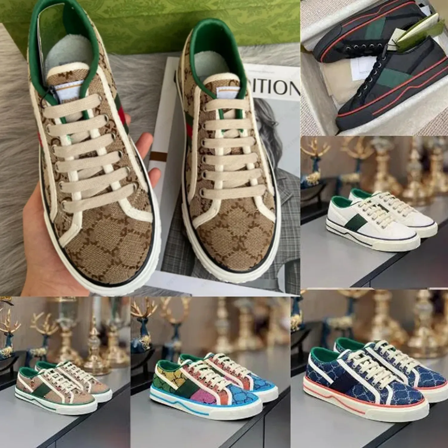 أفضل المصممين 1977 Tennis Canvas Shoes S Shoe Beige Blue مغسول جاكار جينز نساء الأحذية Ace Rubber Sole Servidered Vintage Casual Sneakers