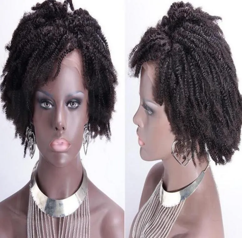 2022 parrucche di densità della moda Glueless brasiliano afro crespo ricci capelli umani seta top piena del merletto con attaccatura dei capelli naturale per le donne nere1442750