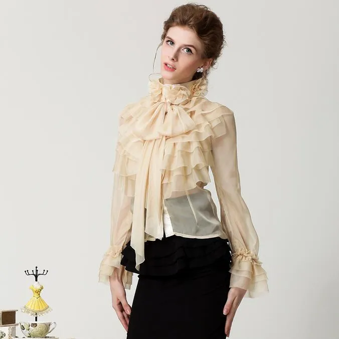 cream ruffle blouse
