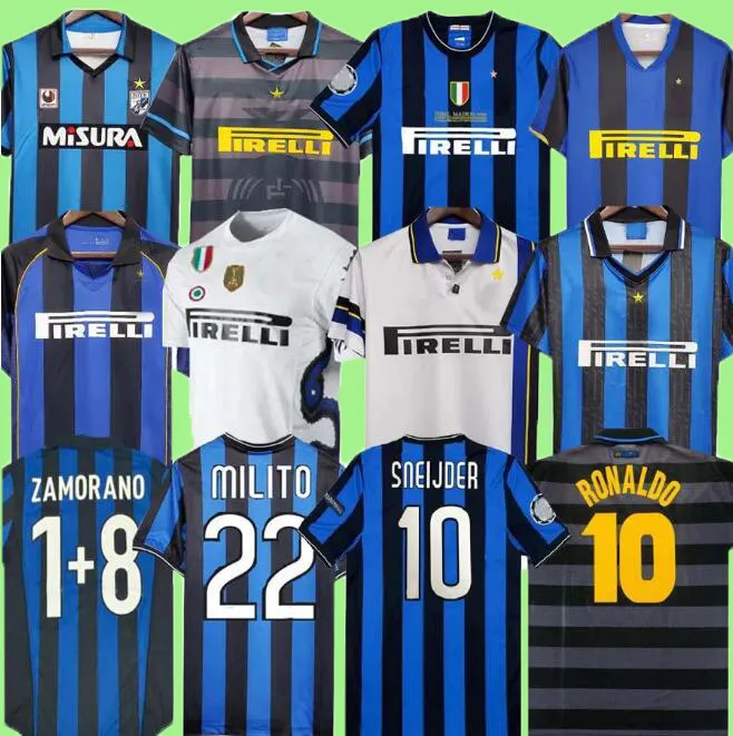 SNEIJDER ZANETTI Classic Inter Retro Soccer jerseys 1988 1990 91 92 93 Djorkaeff MILITO Baggio Pizarro Djorkaeff ADRIANO MILAN 1994 95 96 97 98 99 Football Shirt