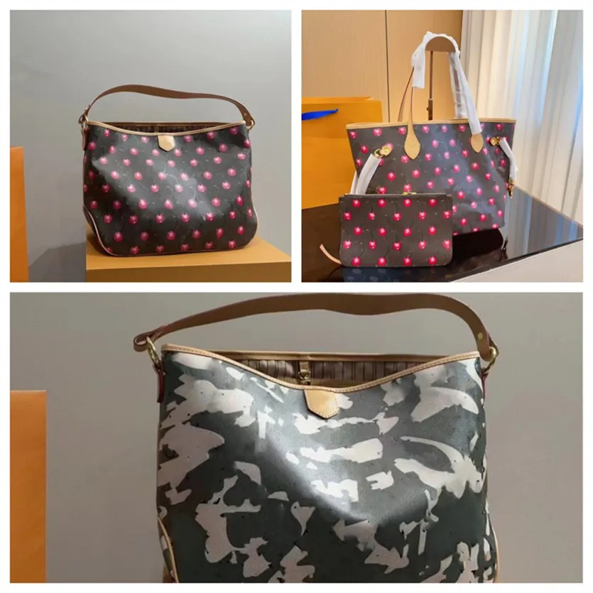 Designer Bag Tote Bag For Women Totes Cherry Print Camouflage Large Capacity Fashion Lady Luxury Shopping Påsar med plånböcker Underarmiga läderhandväskor