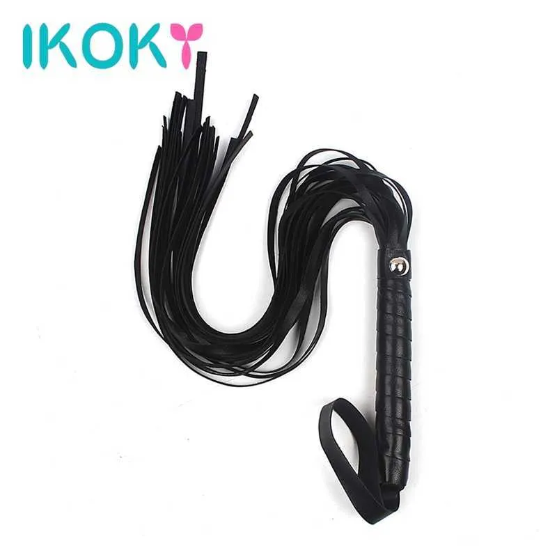 Sex toy massager IKOKY Fetish Spanking Paddle Bondage Flogger Games Flirt Whip Toys For Couples y Knout PU Leather SM Products