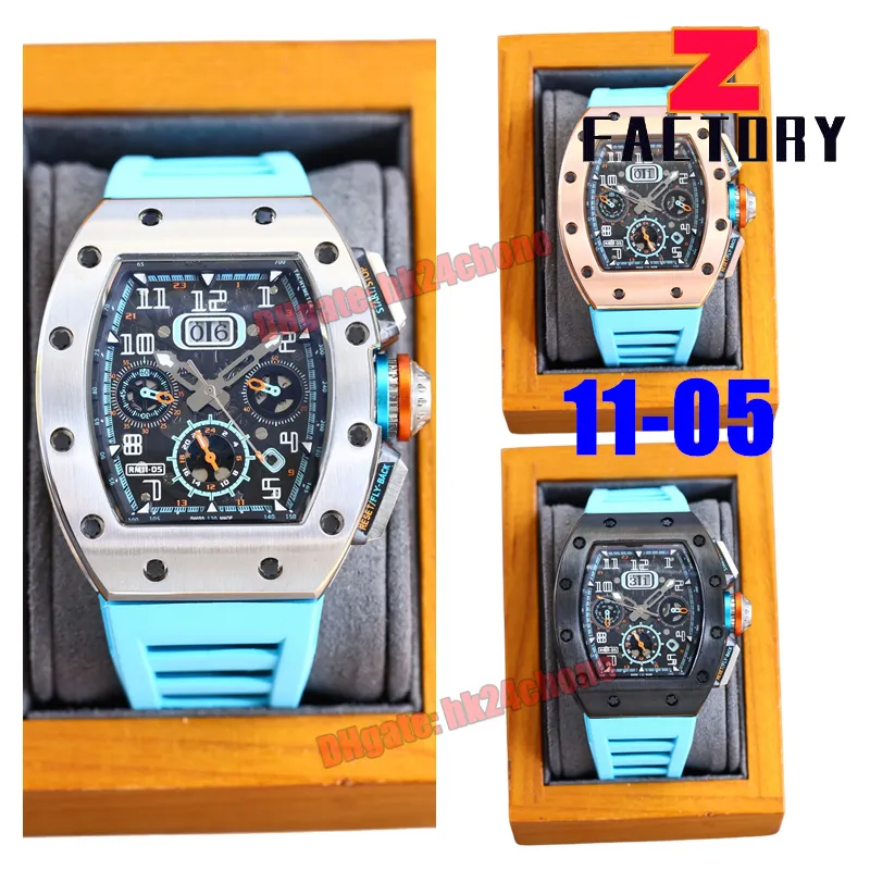 Z Factory Watches ZF 11-05 Stainless Steel Miyota Automaticr Men Watch Skeleton Dial Rubber Strap Gents Wristwatches