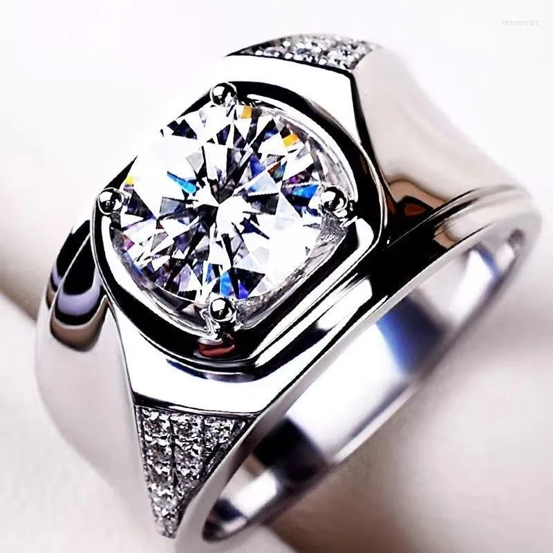 Cluster anneaux importés Moisanite Ring Men's Platinum 1 Diamond Personality Atmosphère Business large