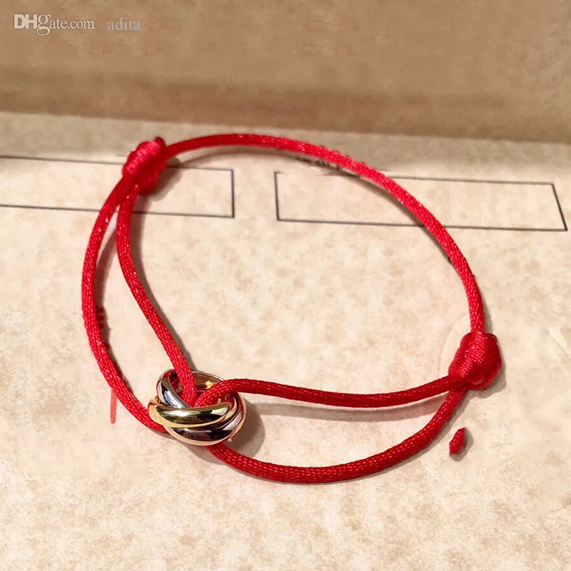 trinity 925 zilveren armband Lucky Red Rope voor vrouw ontwerper Verguld 18K T0P kwaliteit hoogste teller kwaliteit merk designer sieraden verjaardagscadeau 004
