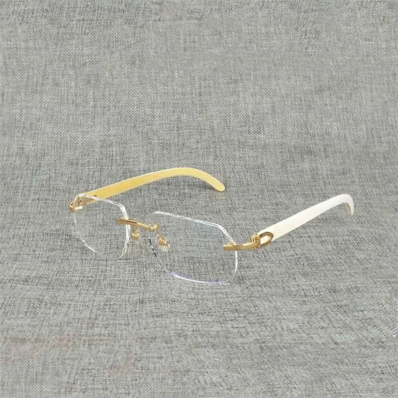 2023 Designer-Brille New Natural Wood Square Bright Buffalo Horn Oversize Randloser Rahmen für Männer, die optische ovale Oculos-Brillen lesen
