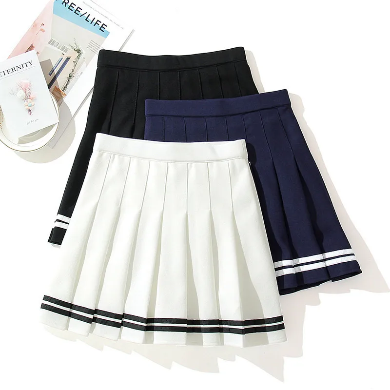 Skirts High-Waisted Skirt Elastic Pink Fairy Grunge Black Mini Pleated Skirt Woman Fashion Summer Clothes School Girl Uniform 230404