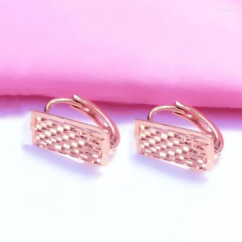 أقراط مسمار الكلاسيكية 585 Purple Gold Plated 14k Rose Rose Square for Women Fashion Design Design Charm Gedding Jewelry Gift