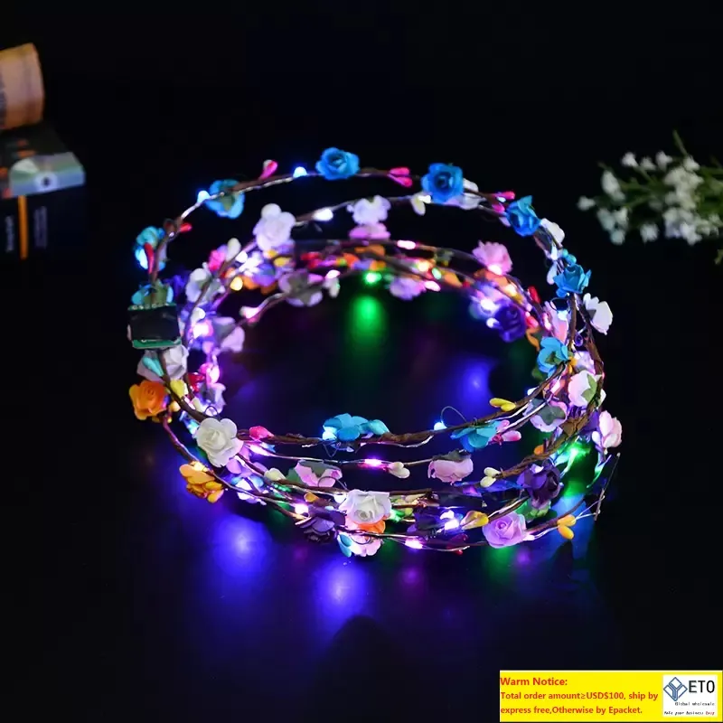 Altri accessori di moda Altri accessoriFasce per capelli a led lampeggianti Stringhe Fasce per corone di fiori bagliori Light Party Rave Floral Gar