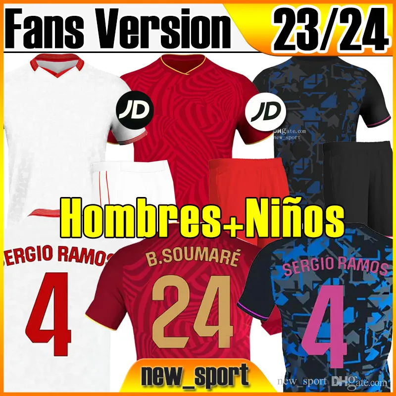 22 23 Sevillas FC L.OCAMPOS RAKITIC Soccer Jerseys 2022 2023 I.RAKITIC NAVAS DE JONG EL HADDADI REGUILON GOMEZ LAMELA Football Shirt kids camisetas futbol Hombres S-XXL