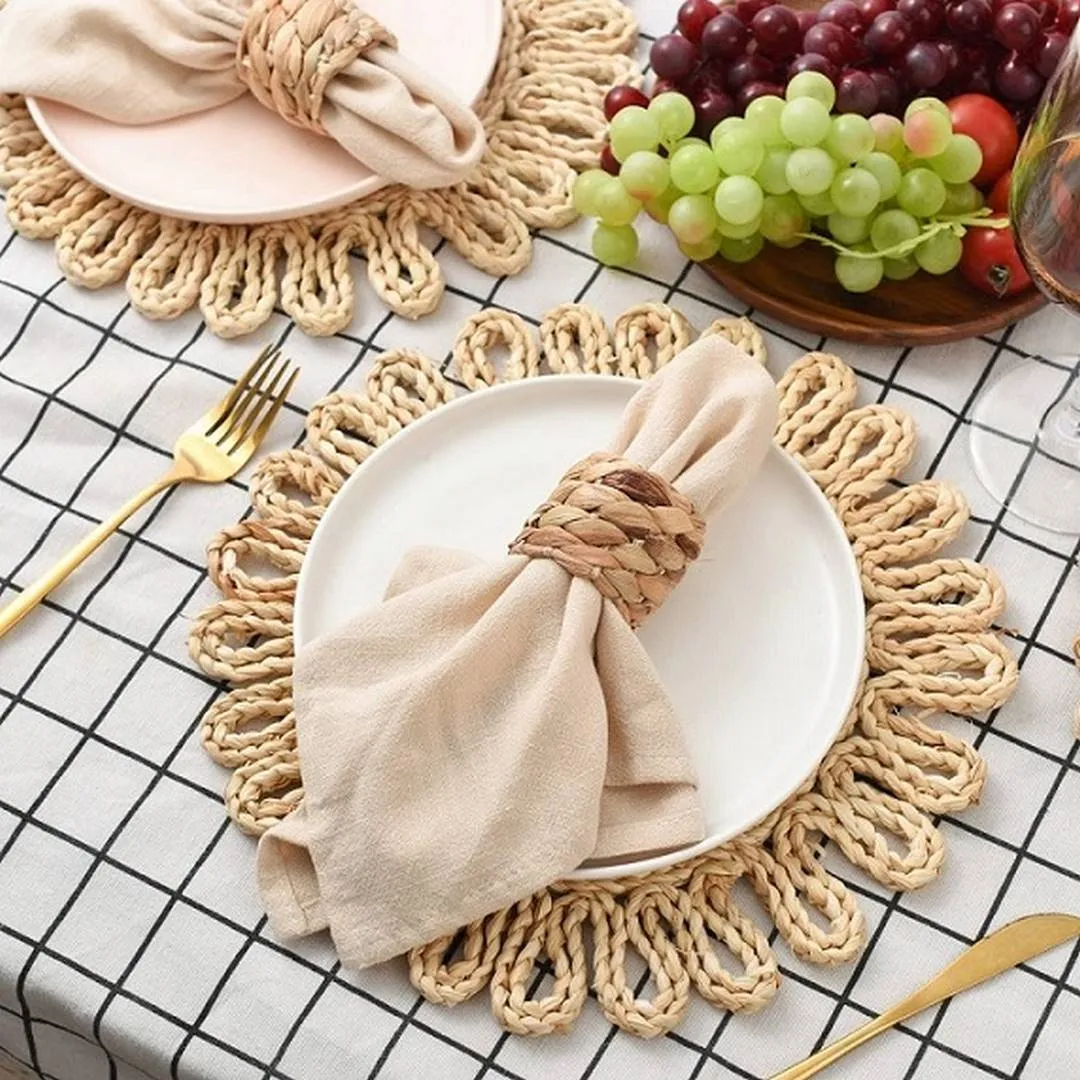 KUNZEA - Set van 12 placemats en onderzetters - Natuurlijk - Zeegras