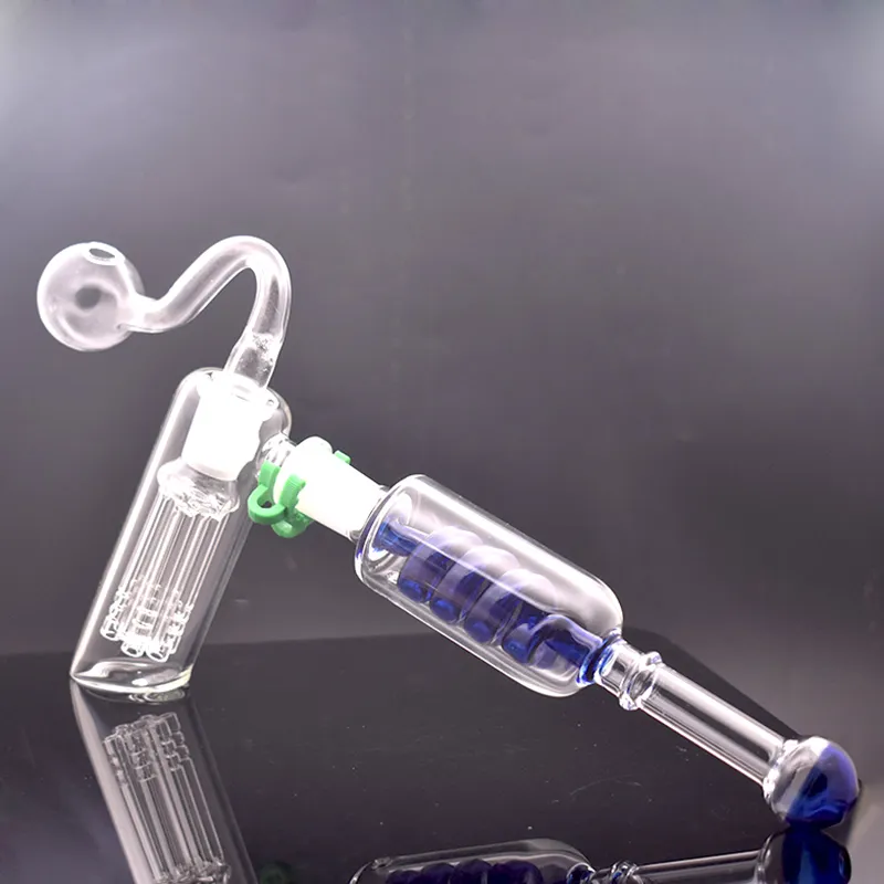 Narghilè Bong in vetro Pipa da fumo 3 In1 a forma di martello 6 Bracci Perc Recycler Bubbler Fumo di cenere Cather Pipes con tubo per bruciatore a nafta da 14 mm e ciotola per tabacco Il più economico