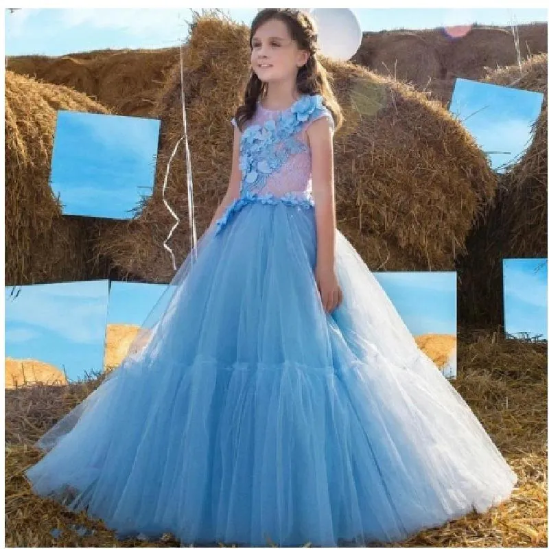 Abiti da ragazza modello fiore tulle spettacolo prima comunione compleanno abito da ballo principessa regali per bambini festa per bambini