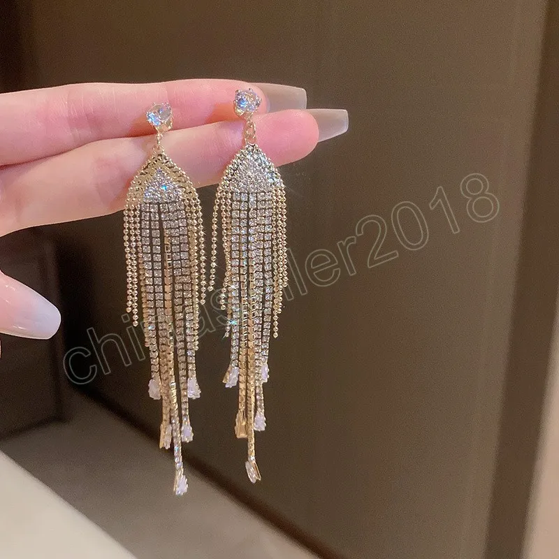 Zircon géométrique diamant gland boucles d'oreilles pendantes pour femmes exagéré rétro minimaliste goutte boucle d'oreille à la mode fête bijoux