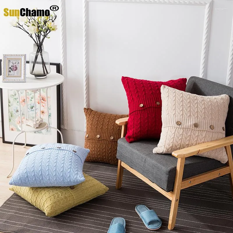 Kudde skandinavisk stil täcker bomull stekt deg twist rand paisley middle knapp design soffa kast fodral