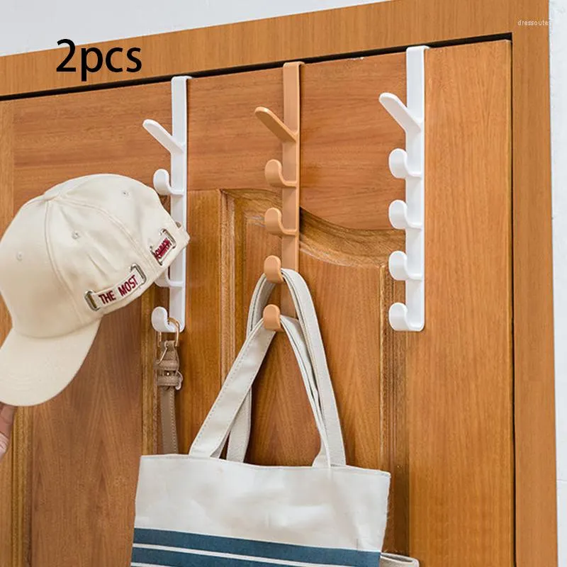 Hooks 2pcs Bedroom Door Hanger Clothes Hanging Rack Over The Plastic Home Storage Organization Purse Holder For Bags Rails