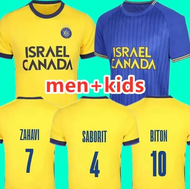 23 24 Maccabi Tel Aviv Maillots de football pour hommes Saborit Zahavi Biton Cohen Milson Glazer Peretz Jovanovic Accueil Chemises de football à manches courtes Uniformes