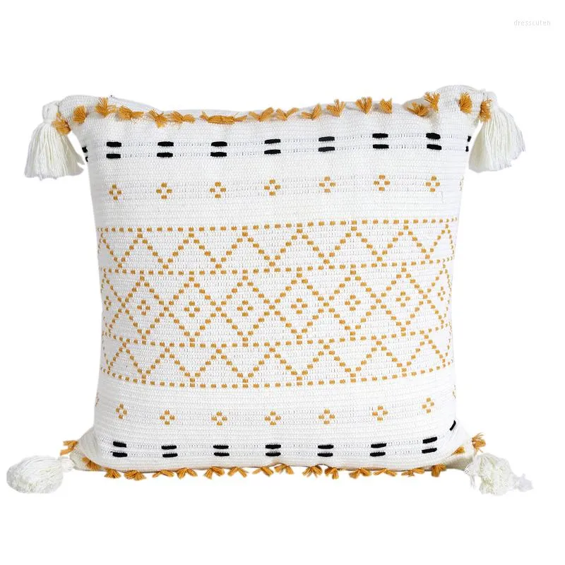 Taie d'oreiller coton tricoté géométrique glands Style européen maison Art décoration doux tissu canapé 45 vente en gros