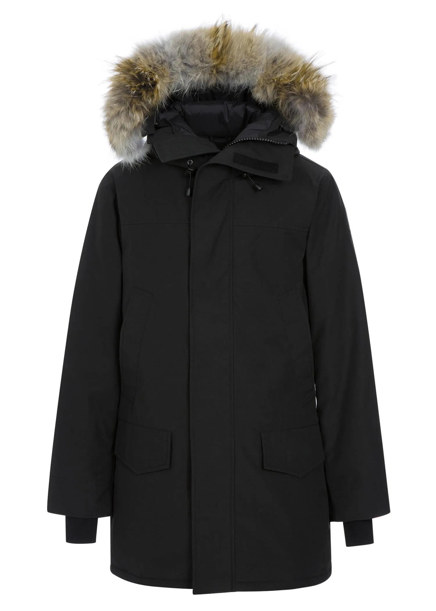 Mens designer puffer jacket with fur hood sale