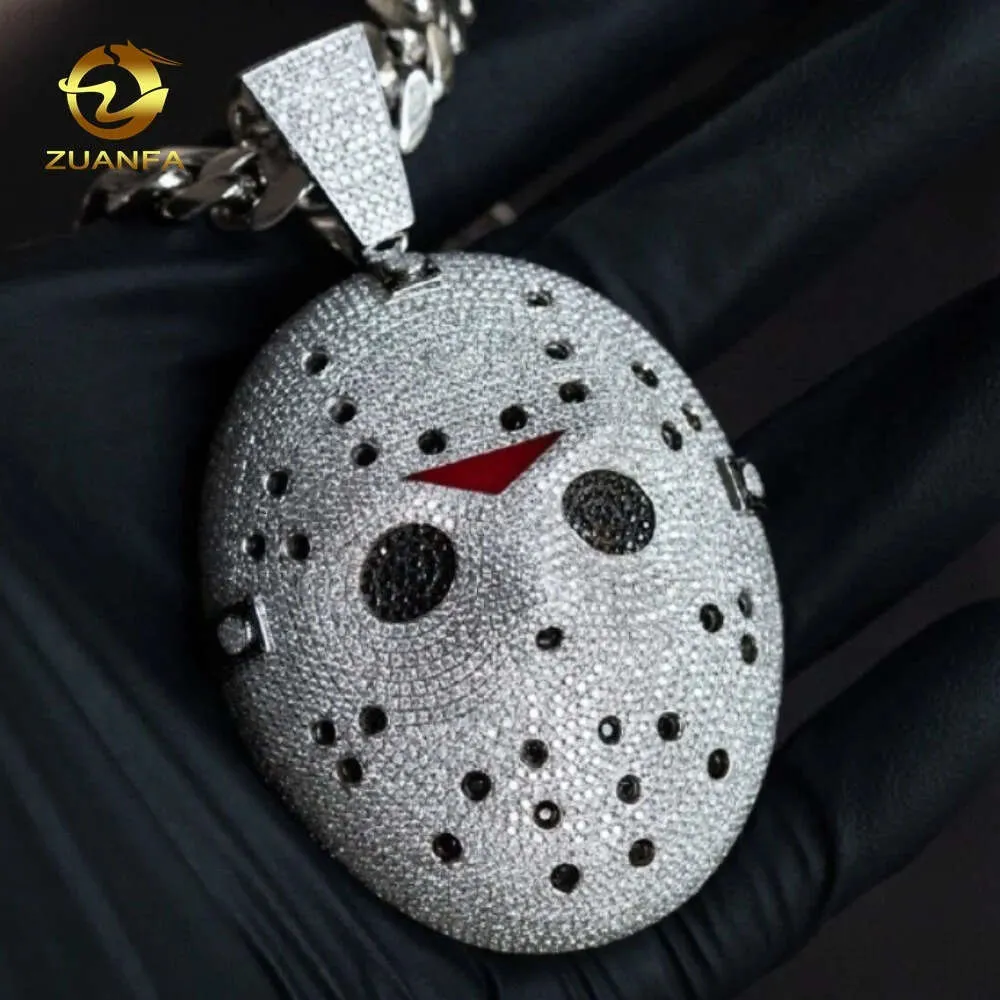 Benutzerdefinierter Hip-Hop-Schmuck Freitag der 13. Protagonist Jason Voorhees Anhänger Vvs Moissanit Charm 925 Silber Anhänger