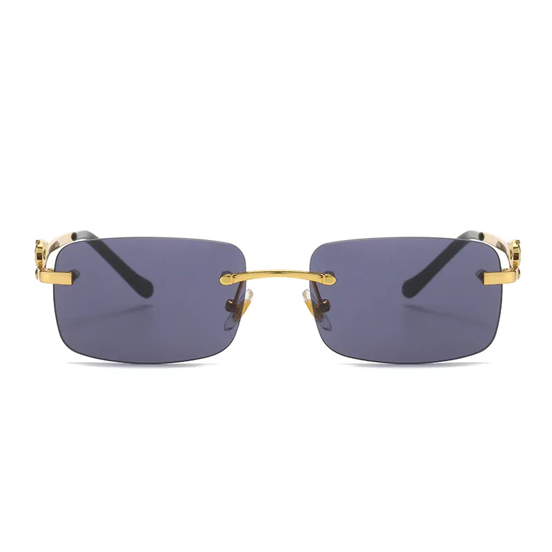 nieuwste mode zonnebril koel zonnebril metalen gravure ontwerp gestapte spiegel poot vierkante lens populaire modellen randloze glazen dames zonnebril heren zonnebril