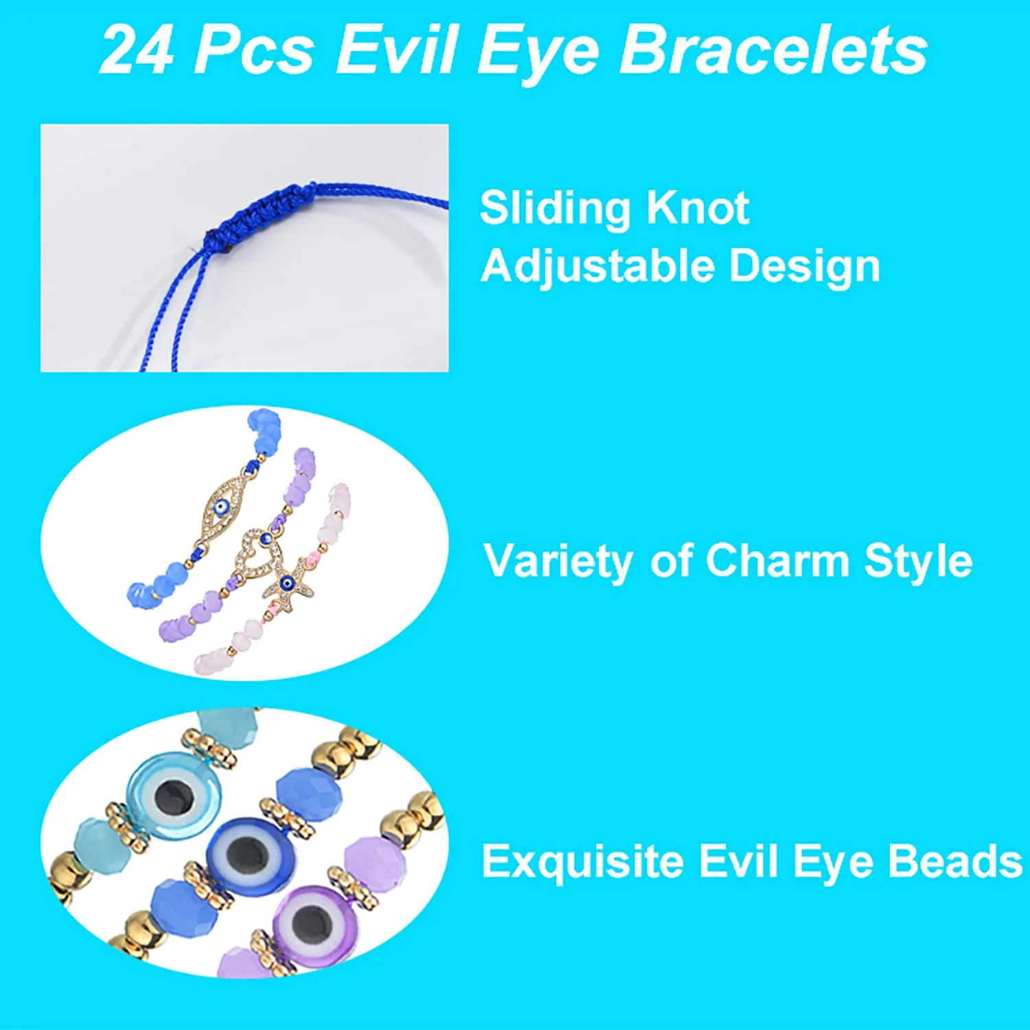 Łańcuch Evil Eye Bracelets Meksykańska Bransoletka ochronna Lucky Anklet Colorf ręcznie robiony warkocz sznur Regulowany koralika dla kobiet dziewczynki chłopiec am1kd