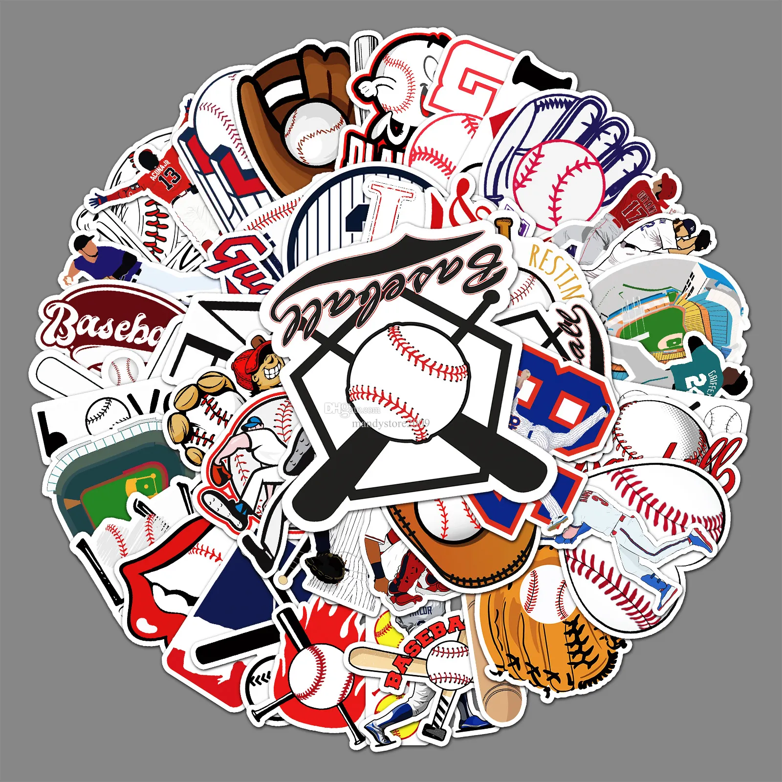 50 STKS Honkbal Buitensporten Honkbal Thema Graffiti Stickers Gemengde Telefoon Case Bagage Waterdichte DIY Decal Sport Fan