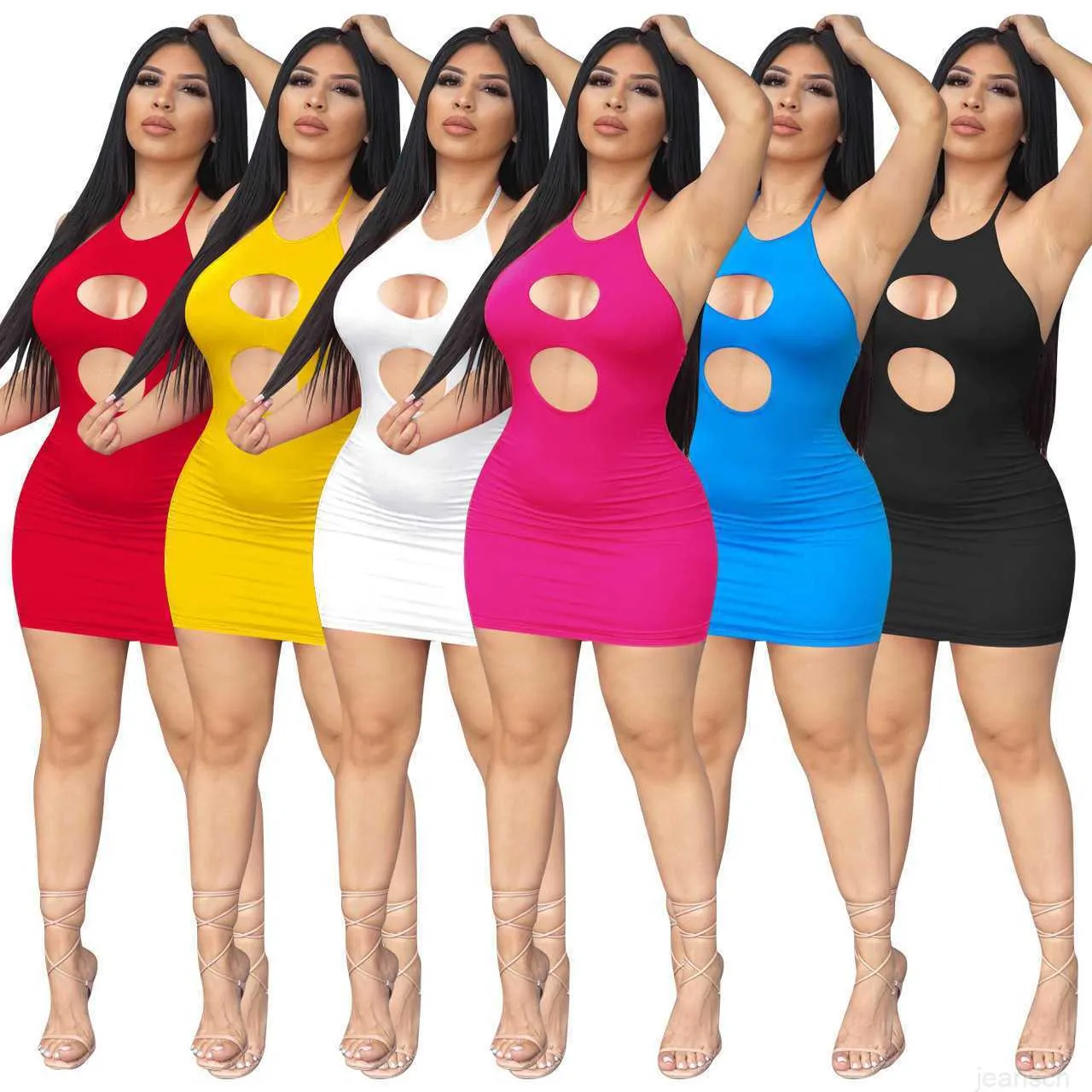 summer women's round hole bandage dress woman halter dresses 2023 models clothing ladies women clothes