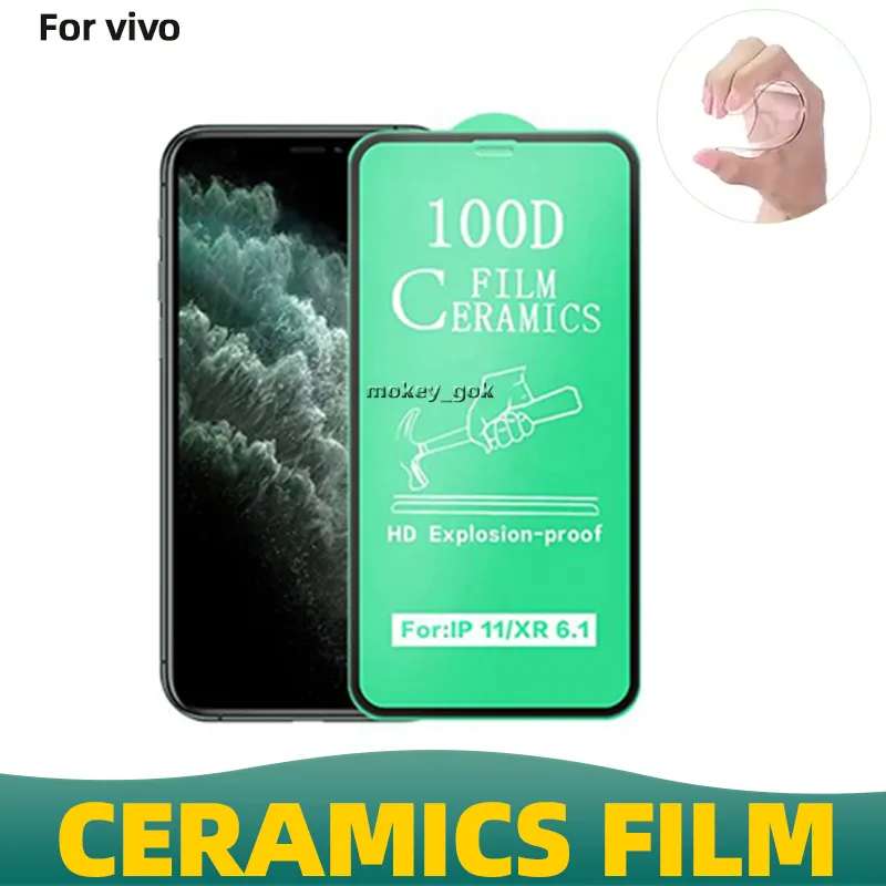 100D Anti Cassé Full Glue Protecteur d'écran 9H Nano Revêtement Céramique Film Céramique pour VIVO IQOO NEO PRO V17 V19 V17 V20 SE V21 X27 Y17 Y19 Y5S Y21S Y51S Y71 Y81 Y83 Y90 Y30