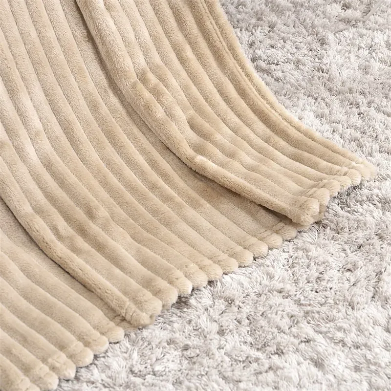 Solid Striped Throw Blanket Flannel Fleece Super Soft Blankets Winter Warm Fluffy Bed Linen Bedspread For Sofa Bedroom Decor LJ200819