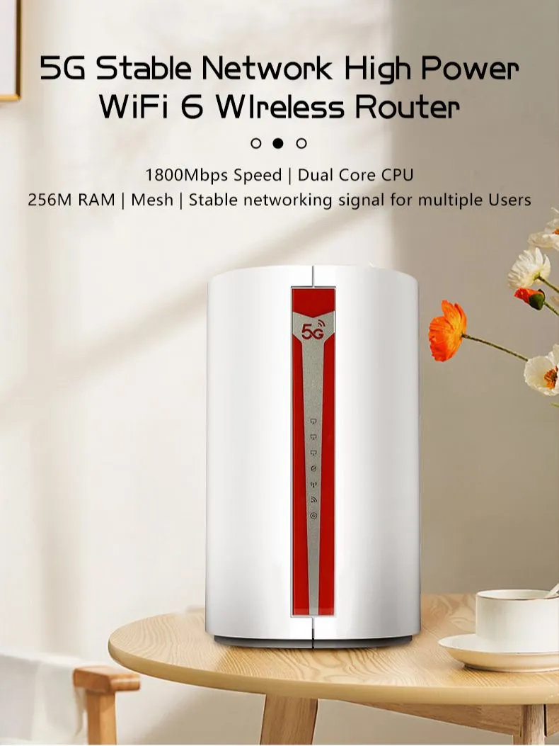 5g Router With Sim Card Slot Dual Band 1800mbps Wifi-6 Wireless