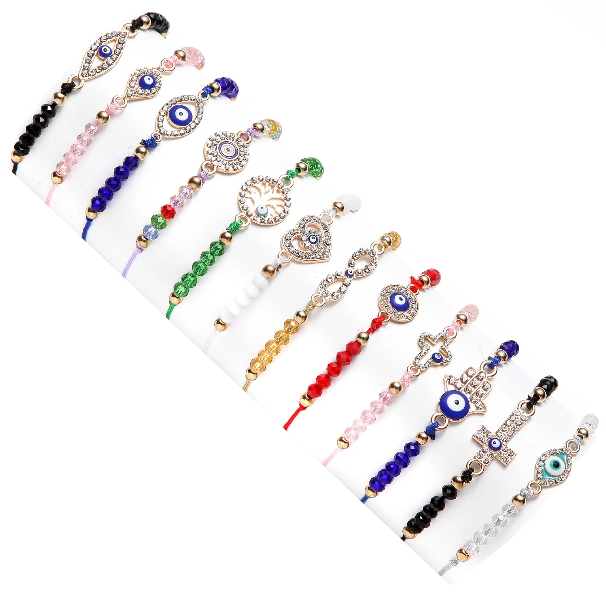 Bracelets de charme 24 / Evil Eye Mexicain Hamsa Bracelet Set Protection Mal De Ojo Or Bracelets De Cheville Bijoux Cadeau Pour Femmes Filles Garçons Drop Deli Amkg2